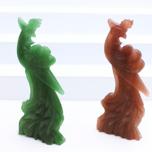 Phoenix Sculpture in Green Aventurine & Red Aventurine